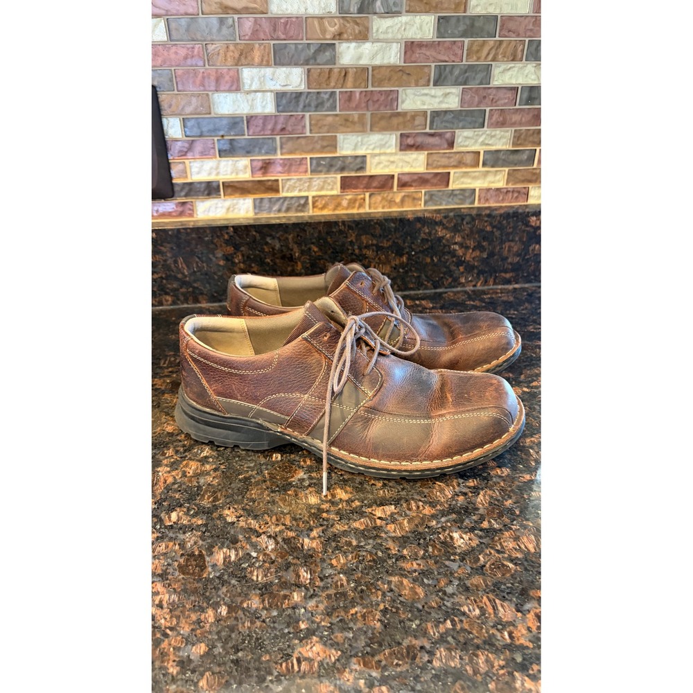 Clarks Oxford Shoes Mens 12 Brown Leather Lace Up Casual Comfort